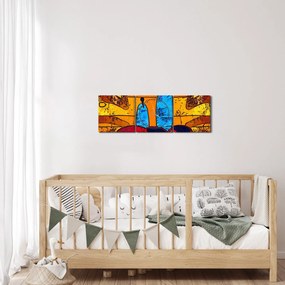 Obraz - Staroveká maľba (s hodinami) (90x30 cm)