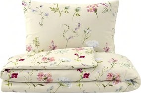Kvalitex Bavlnené obliečky DELUX 220x200 + 2x 70x90 cm - BOTANICA krémová