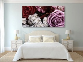 Obraz kytica ruží v retro štýle - 120x60