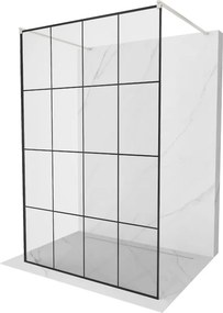 Mexen Kioto, sprchová zástena Walk-In 150 x 200 cm, 8mm sklo čierny vzor, brúsená oceľ profil,  800-150-002-97-77