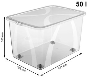 Úložný box, transparentný box s vekom, Rotho LONA, 57x39x34 (50 l)