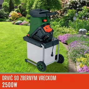 Záhradný štiepkovač/drvič CHIP s 50l zbernou nádobou, 3100W čierna/zelená Gardebruk