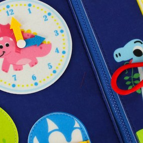 KIK Zmyslová manipulačná tabuľa Montessori s dinosaurami, modrá