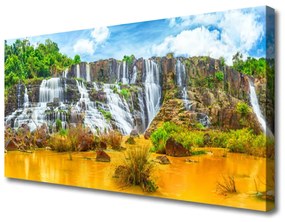 Obraz Canvas Vodopád stromy príroda 140x70 cm