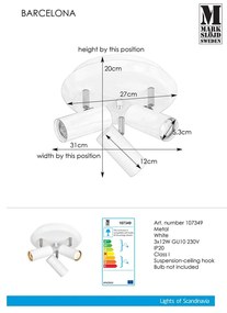 Biele nástenné svietidlo Markslöjd Barcelona Tres