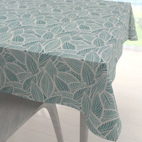 Biante Dekoračný štvorcový obrus Leona LN-166 Biele listy na modrozelenom 130x130 cm