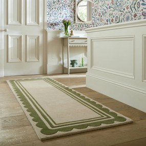 Flair Rugs, Ručne všívaný behúň Lois Scallop Green, 80x230, zelená, chodba / predsieň