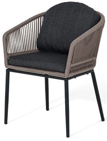 Jedálenské kreslo s okrúhlou opierkou a textilným výpletom