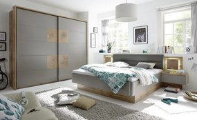 Posteľ s nočnými stolíkmi Capri 180x200 cm, dub wotan/šedá