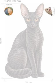 Mačka cornish rex tmavé mačacie nálepky na stenu pre milovníkov mačiek arch 30 x 46 cm