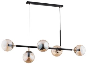 Luster na lanku DANSA 5xE14/10W/230V mosadz/čierna