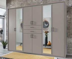 Šatníková skriňa so zrkadlami Düsseldorf, 270 cm, šedá sahara
