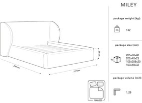 Béžová čalúnená dvojlôžková posteľ s úložným priestorom s roštom 180x200 cm Miley – Micadoni Home