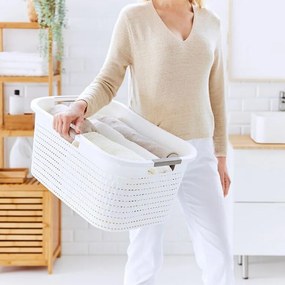Kôš na čistú bielizeň COUNTRY biely, 40 l