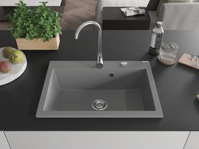 Mexen Elix jednokomorový granitový drez 700 x 500 mm, sivý, chróm sifón - 6526701005-71