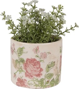 Béžový keramický obal na kvetináč s ružami Rosalina XS - Ø 11*9 cm