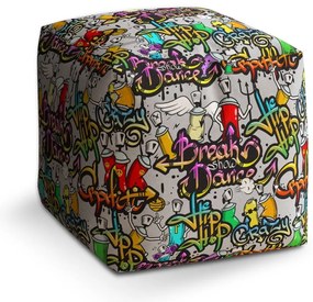 Taburet Cube graffiti, farebná