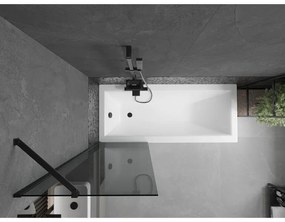 Mexen Next, vaňová zástena 1-krídlová 60 x 150 cm, fixné krídlo, 6 mm šedé sklo, čierny  profil, 895-060-000-00-40-70