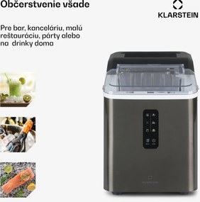 Klarstein Albaron Supreme, výrobník ľadu, tvar náboja, 12 kg/24 h, nádrž 1,5 l, nehrdzavejúca oceľ