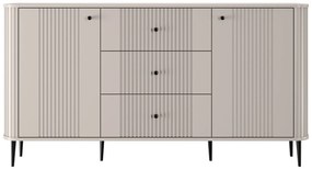 Komoda Vesper 160 cm so zásuvkami na nožičkách - kašmír / čierne nohy