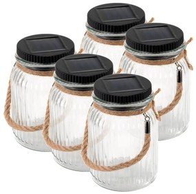 Sada solárnych svetiel, 3 LED, plastové, teplá biela, 5 ks