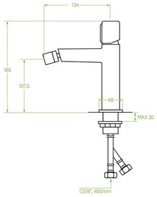 Laveo Pretto, bidetová batéria h-185, čierna matná, LAV-BAO_732D