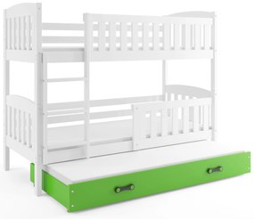 Poschodová posteľ s prístelkou KUBO 3 200x90 biela - zelená