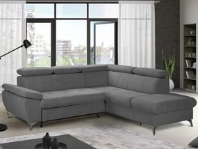 Rohová sedacia súprava Gisele, stredne šedá látka, pravý roh