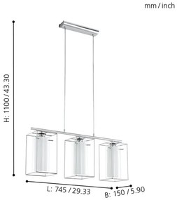 Eglo 94378 - Luster LONCINO 1 3xE27/60W/230V