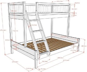 Biela poschodová detská posteľ z bukového dreva s roštom 140x200/90x200 cm Forrest – Vipack