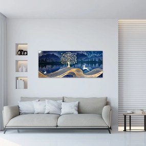 Obraz jeleňov pri splne (120x50 cm)