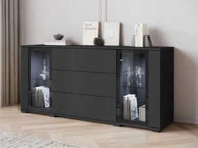 Široká komoda Hedvis SB 150 2D3S, Farby: čierna, Osvetlenie: bez osvetlenia