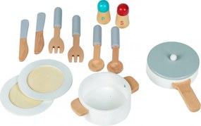 Veľká drevená kuchynka ECOTOYS so 16 doplnkami