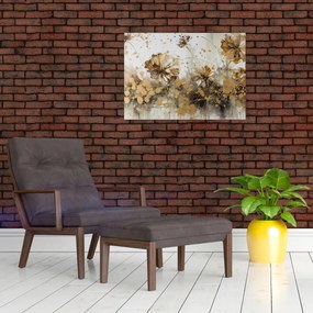 Sklenený obraz - Abstraktná kvetinová maľba (70x50 cm)
