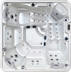 5-miestne záhradné kúpele 51 trysiek akryl Biela perla puzdro Šedá 220x220