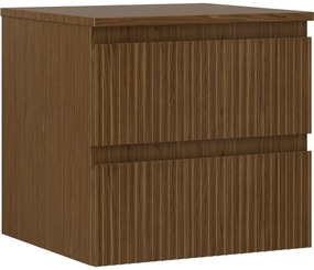 Mexen Rivel, kúpeľňová skrinka 50 cm s hornou časťou, 2 zásuvky, drážkovaná, orech, 91A20-05047-2-BFFC86
