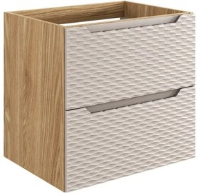 Závěsná skříňka Ocean s deskou a umyvadly 120 cm béžová/dub olejovaný