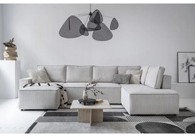 Biela menčestrová rozkladacia rohová pohovka (pravý roh/do tvaru "U") Brave Dave – Miuform