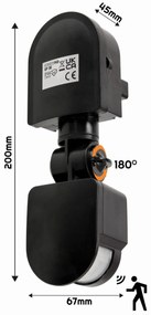 ECOLIGHT Infračervený pohybový senzor IP44 300W čierny