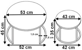 Sada 2 konferenčných stolíkov GALEN čierny mramor