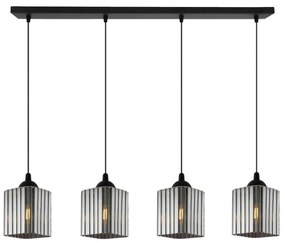 Závesné svietidlo Riffle Square, 4x grafitové sklenené tienidlo, b