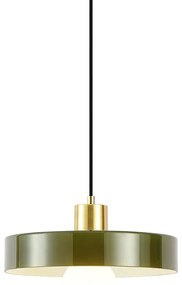 Retro závesná lampa zlatá so zeleným sklom - Jina
