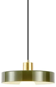 Retro závesná lampa zlatá so zeleným sklom - Jina