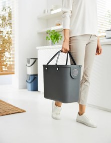Odpadkový kôš stohovateľný, s nálepkami ALBULA, 25 l, antracit