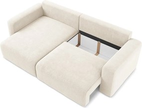 Krémovobiela ženilková rozkladacia/s úložným priestorom rohová pohovka (ľavý roh/s leňoškou) Kona – Makamii