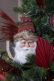 Závesná dekorácia hlava Santa s farebnou čiapkou - 10*9*28 cm