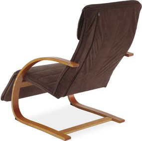 relax kreslo s výklopnou podnožou, čerešňa drevo, látka hnedá