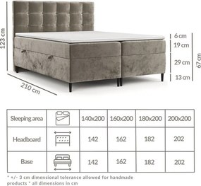 Krémovobiela boxspring posteľ s úložným priestorom 180x200 cm Urbaneo – Maison de Rêve