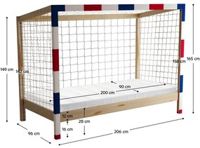 Detská posteľ 90 cm Facilmente (prírodná + modrá + červená) (s roštom) (s úl. priestorom). Vlastná spoľahlivá doprava až k Vám domov. 1116346