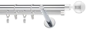 Dekorstudio Chrómová dvojradová garniža biely VIVALDI 19mm Dĺžka: 200cm, Typ uchytenia: Držiak dvojitý modern, Typ príslušenstva: Krúžky tiché so štipcami